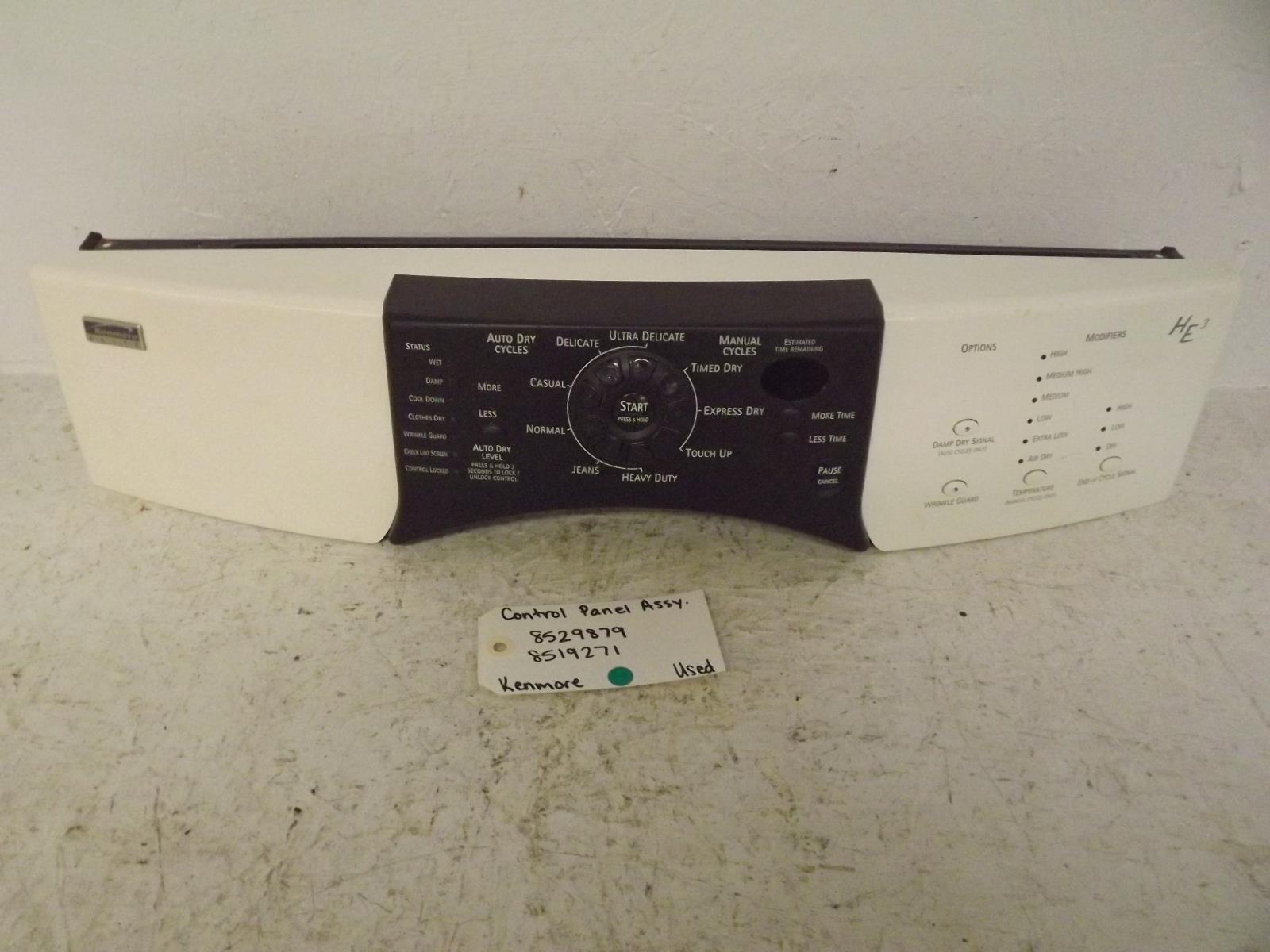Kenmore Dryer 8529879 8519271 Control Panel Assembly Used Kenmore Dryer 8529879 8519271 Control Panel Assembly Used